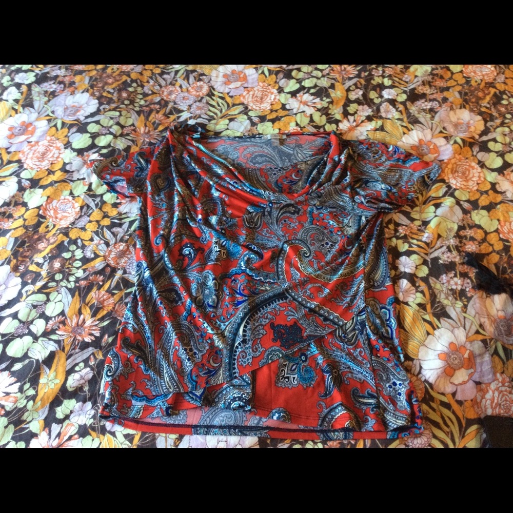 🌙5/$15 Red Paisley Dress Top